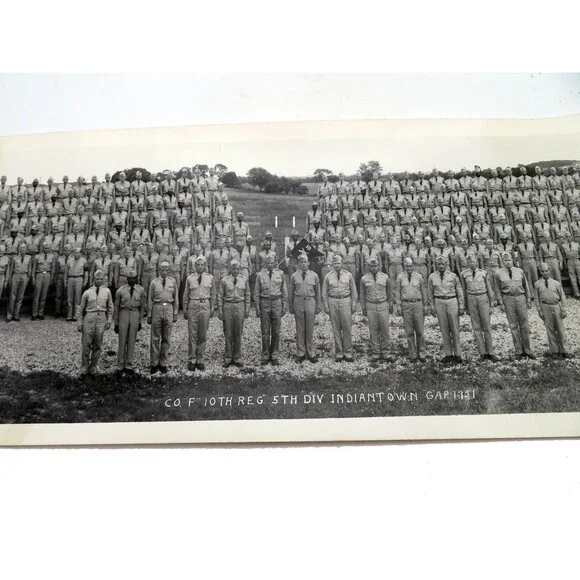 1951 US Army Unit Photo Co F 10th Reg 5th Div Indiantown Gap Named